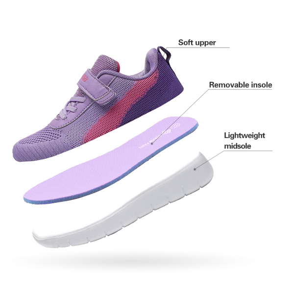 [EZ-Ons MagicZips] Boys Girls Tennis Running Shoes - PURPLE FUCHSIA - 4